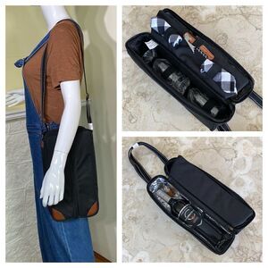 NEW! ALLCAMP Wine Tote Bag with Cooler Compartment Two Sets of Tableware Picnic
